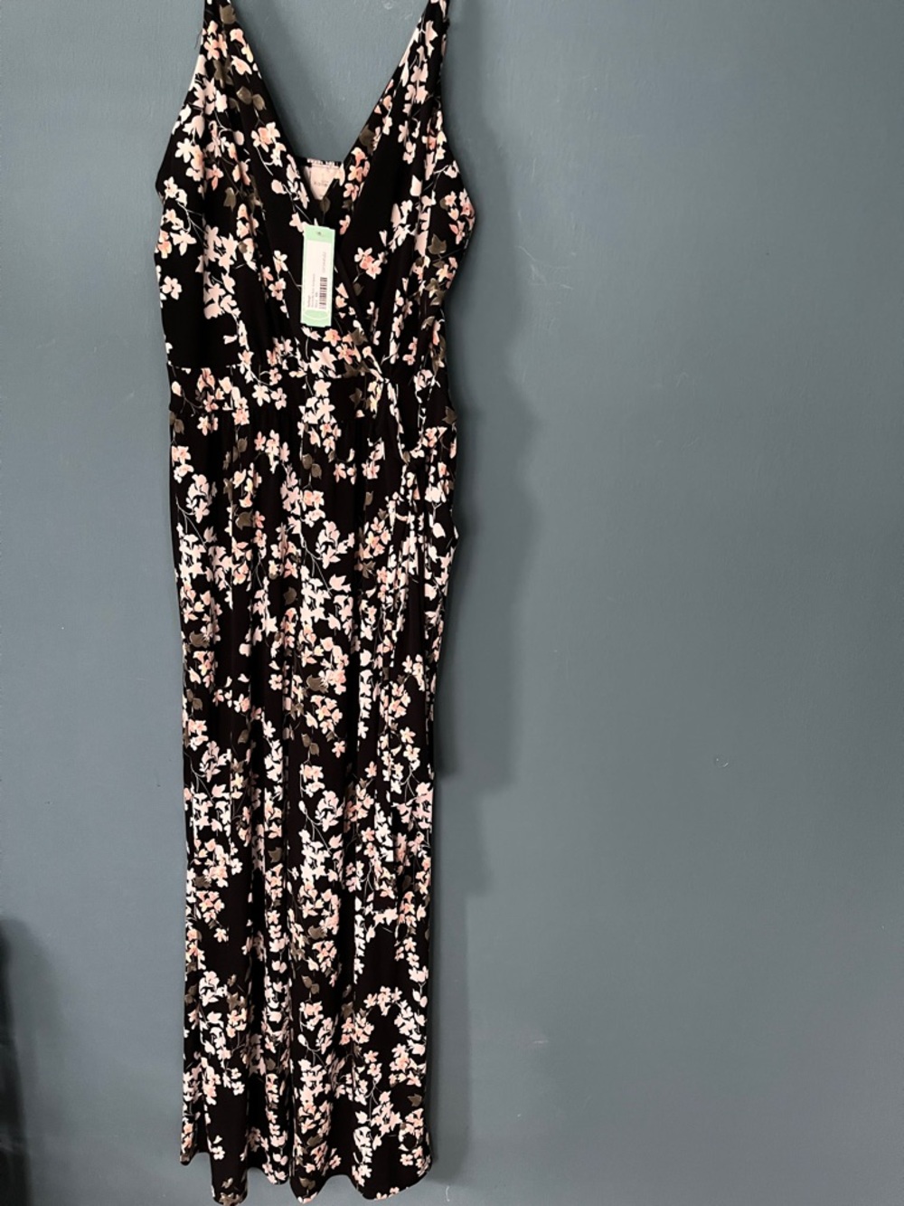 Kaileigh Black Floral Jumpsuit with Pink & White Blooms